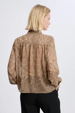 Blouse à nouer sur le devant imprimé serpent