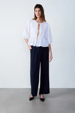 Blusa mangas 3/4 con lazos