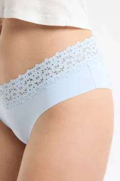 Braga brasileña de cintura baja en forma de V de microfibra y encaje