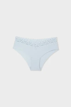 Braga brasileña de cintura baja en forma de V de microfibra y encaje