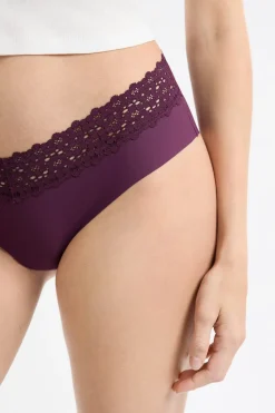 Braga brasileña de cintura baja en forma de V de microfibra y encaje