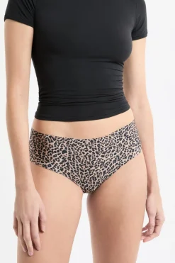 Braga brasileña de microfibra sin costuras con estampado de leopardo