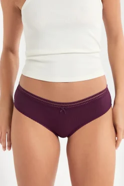 Braga culotte de microfibra con detalles de encaje