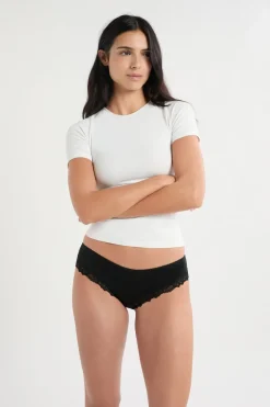 Braga culotte de microfibra con detalles de encaje