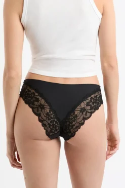 Braga de microfibra con detalles de encaje