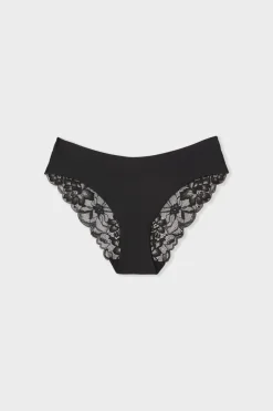 Braga de microfibra con detalles de encaje