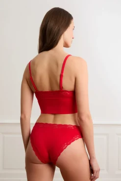 Braga de microfibra con detalles de encaje