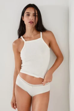 Braguita culotte de microfibra con detalle de encaje