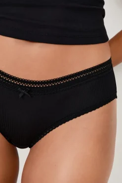 Braguita culotte de microfibra con detalle de encaje