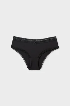 Braguita culotte de microfibra con detalle de encaje