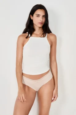 Braguita culotte de microfibra con detalle de encaje