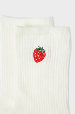 Calcetines acanalados con algodón y estampado de fresas