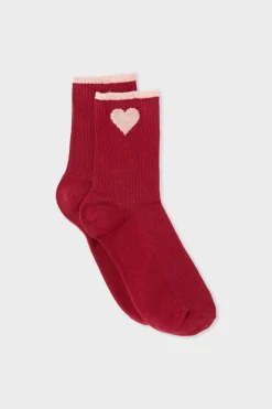 Calcetines acanalados con algodón y estampado de corazones