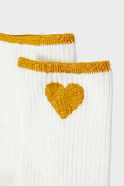 Calcetines acanalados con algodón y estampado de corazones