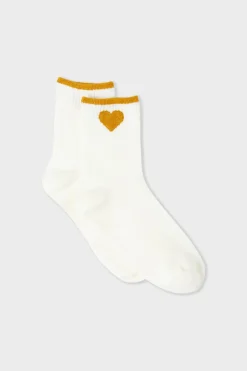 Calcetines acanalados con algodón y estampado de corazones