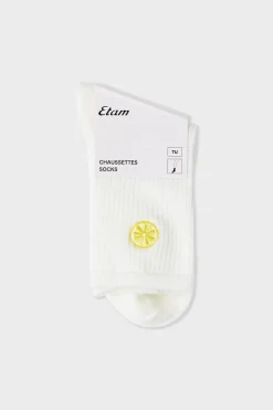 Calcetines acanalados con algodón y estampado de sol