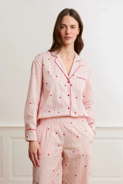 Camisa a rayas y corazones de algodón