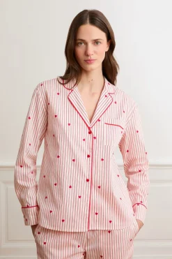 Camisa a rayas y corazones de algodón