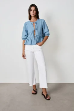 Camisa anudada en el frente efecto denim