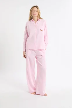 Camisa de pijama a cuadros con estampado de perros en algodón