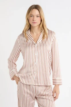 Camisa de pijama a rayas de satén