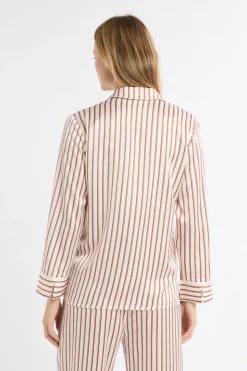 Camisa de pijama a rayas de satén