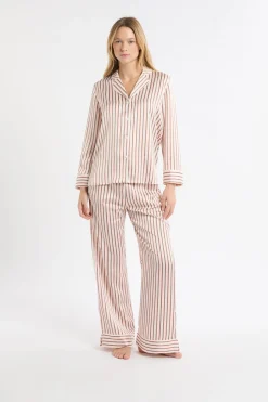 Camisa de pijama a rayas de satén