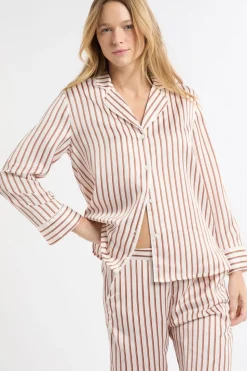 Camisa de pijama a rayas de satén