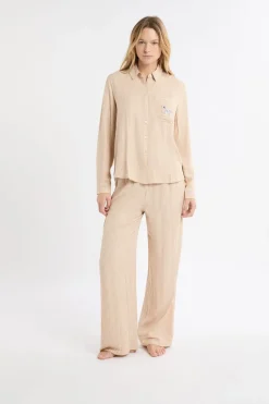 Camisa de pijama a rayas con estampado de perros