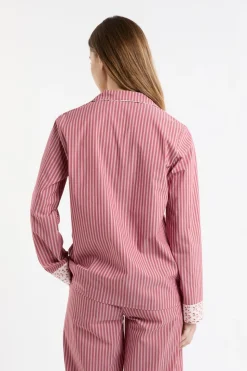 Camisa de pijama a rayas con algodón