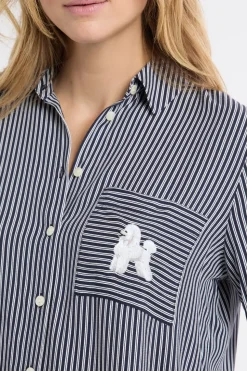 Camisa de pijama a rayas con estampado de perros
