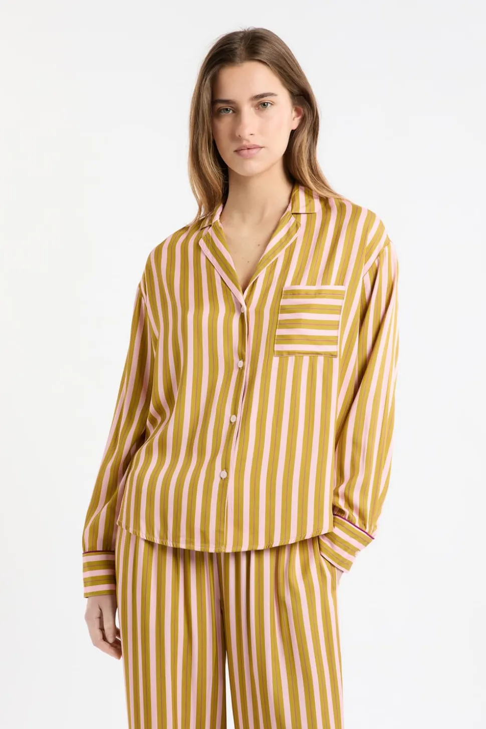 Camisa de pijama bicolor a rayas