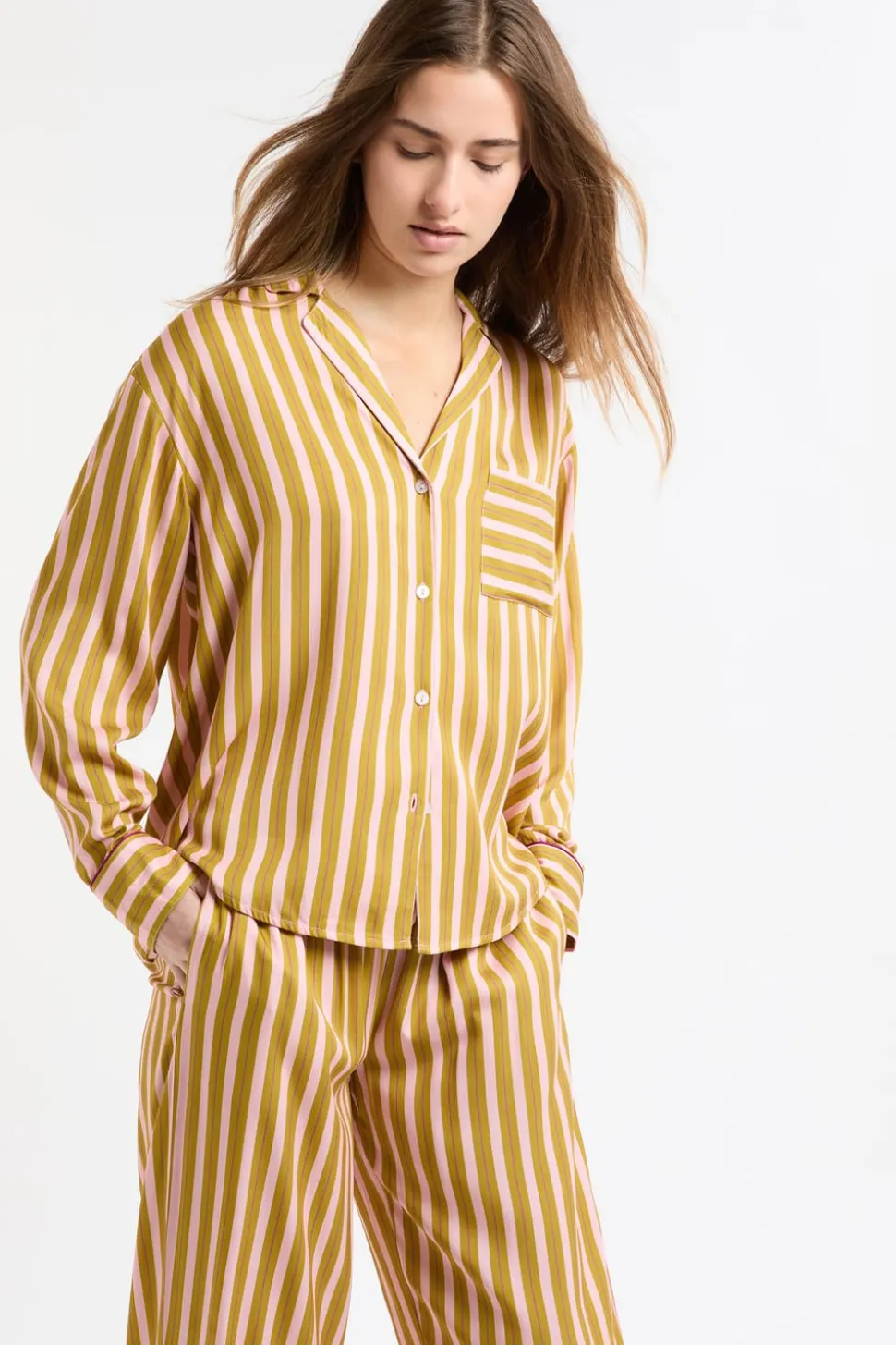 Camisa de pijama bicolor a rayas