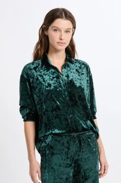 Camisa de pijama con efecto terciopelo