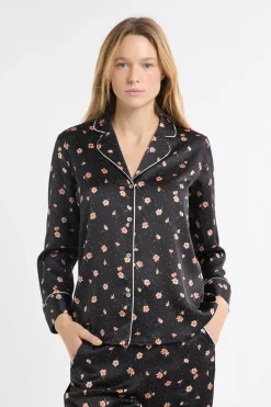 Camisa de pijama con estampado floral de satén