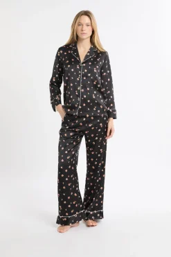 Camisa de pijama con estampado floral de satén