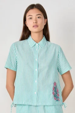 Camisa de pijama de algodón a rayas