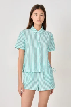 Camisa de pijama de algodón a rayas