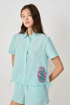 Camisa de pijama de algodón a rayas