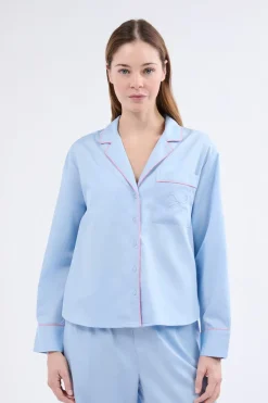 Camisa de pijama de manga larga de algodón