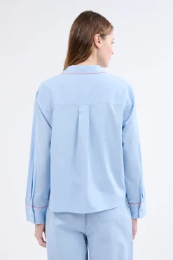 Camisa de pijama de manga larga de algodón