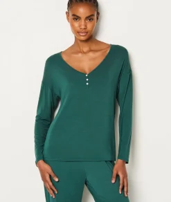 Camisa de pijama de manga larga abotonada de modal