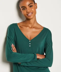 Camisa de pijama de manga larga abotonada de modal