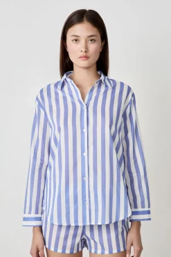 Camisa de pijama de rayas de algodón