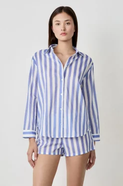 Camisa de pijama de rayas de algodón