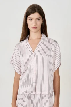 Camisa de pijama de satén a rayas
