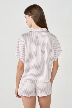 Camisa de pijama de satén a rayas
