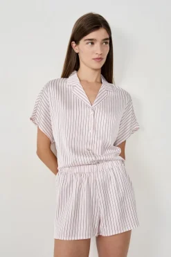 Camisa de pijama de satén a rayas