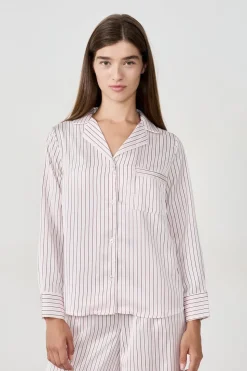 Camisa de pijama de satén a rayas