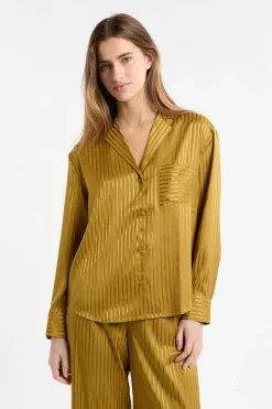 Camisa de pijama de satén a rayas